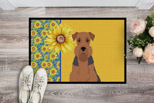 Load image into Gallery viewer, Summer Sunflowers Grizzle and Tan Airedale Terrier Doormat - 18x27 Decorative Floor Mat – Indoor/Outdoor Rug with Artistic Flair