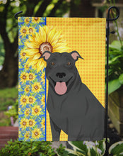 Load image into Gallery viewer, Summer Sunflowers Black Pit Bull Terrier Garden Flag – Decorative Outdoor Yard Flag