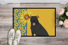 Load image into Gallery viewer, Summer Sunflowers Black Pit Bull Terrier Doormat - 18x27 Decorative Floor Mat – Indoor/Outdoor Rug with Artistic Flair