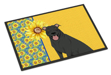 Load image into Gallery viewer, Summer Sunflowers Black Pit Bull Terrier Doormat - 18x27 Decorative Floor Mat – Indoor/Outdoor Rug with Artistic Flair