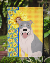 Load image into Gallery viewer, Summer Sunflowers Blue and White Pit Bull Terrier Garden Flag – Decorative Outdoor Yard Flag