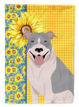 Load image into Gallery viewer, Summer Sunflowers Blue and White Pit Bull Terrier Garden Flag – Decorative Outdoor Yard Flag