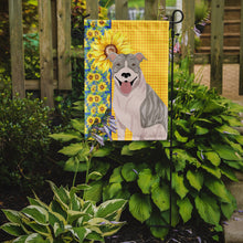 Load image into Gallery viewer, Summer Sunflowers Blue Brindle Pit Bull Terrier Garden Flag – Decorative Outdoor Yard Flag