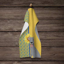 Load image into Gallery viewer, Summer Sunflowers Blue Pit Bull Terrier Kitchen Towel