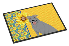 Load image into Gallery viewer, Summer Sunflowers Blue Pit Bull Terrier Doormat - 18x27 Decorative Floor Mat – Indoor/Outdoor Rug with Artistic Flair