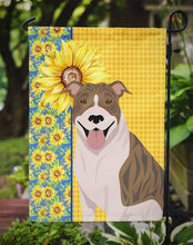 Load image into Gallery viewer, Summer Sunflowers Fawn Brindle Pit Bull Terrier Garden Flag – Decorative Outdoor Yard Flag