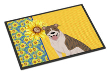 Load image into Gallery viewer, Summer Sunflowers Fawn Brindle Pit Bull Terrier Doormat - 24x36 Decorative Floor Mat – Indoor/Outdoor Rug with Artistic Flair
