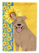 Load image into Gallery viewer, Summer Sunflowers Fawn Pit Bull Terrier Garden Flag – Decorative Outdoor Yard Flag