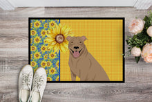 Load image into Gallery viewer, Summer Sunflowers Fawn Pit Bull Terrier Doormat - 24x36 Decorative Floor Mat – Indoor/Outdoor Rug with Artistic Flair