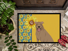 Load image into Gallery viewer, Summer Sunflowers Fawn Pit Bull Terrier Doormat - 24x36 Decorative Floor Mat – Indoor/Outdoor Rug with Artistic Flair