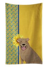Load image into Gallery viewer, Summer Sunflowers Fawn Pit Bull Terrier Kitchen Towel