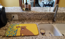 Load image into Gallery viewer, Summer Sunflowers Red Pit Bull Terrier Dish Drying Mat – Absorbent, Artistic Kitchen Essentials