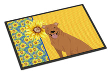 Load image into Gallery viewer, Summer Sunflowers Red Pit Bull Terrier Doormat - 24x36 Decorative Floor Mat – Indoor/Outdoor Rug with Artistic Flair