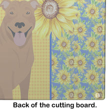 Load image into Gallery viewer, Summer Sunflowers Red Pit Bull Terrier Glass Cutting Boards – Durable, Decorative Kitchen Art Large
