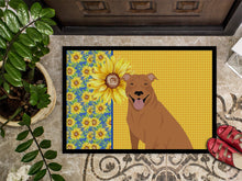 Load image into Gallery viewer, Summer Sunflowers Red Pit Bull Terrier Doormat - 18x27 Decorative Floor Mat – Indoor/Outdoor Rug with Artistic Flair
