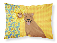 Load image into Gallery viewer, Summer Sunflowers Red Pit Bull Terrier Fabric Standard Pillowcase – Artistic Decorative Front, White Back