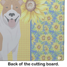 Load image into Gallery viewer, Summer Sunflowers Red and White Pit Bull Terrier Glass Cutting Boards – Durable, Decorative Kitchen Art Large