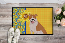Load image into Gallery viewer, Summer Sunflowers Red and White Pit Bull Terrier Doormat - 18x27 Decorative Floor Mat – Indoor/Outdoor Rug with Artistic Flair