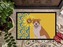 Load image into Gallery viewer, Summer Sunflowers Red and White Pit Bull Terrier Doormat - 18x27 Decorative Floor Mat – Indoor/Outdoor Rug with Artistic Flair