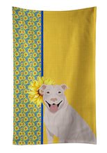 Load image into Gallery viewer, Summer Sunflowers White Pit Bull Terrier Kitchen Towel