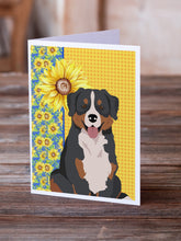 Load image into Gallery viewer, Summer Sunflowers Bernese Mountain Dog Greeting Cards -  Blank Note Cards – 8-Pack of Artist-Designed Cards with Envelopes