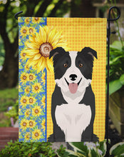 Load image into Gallery viewer, Summer Sunflowers Black and White Border Collie Garden Flag – Decorative Outdoor Yard Flag