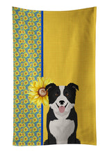 Load image into Gallery viewer, Summer Sunflowers Black and White Border Collie Kitchen Towel