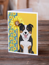 Load image into Gallery viewer, Summer Sunflowers Tricolor Border Collie Greeting Cards -  Blank Note Cards – 8-Pack of Artist-Designed Cards with Envelopes