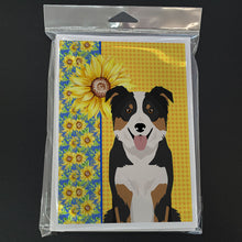 Load image into Gallery viewer, Summer Sunflowers Tricolor Border Collie Greeting Cards -  Blank Note Cards – 8-Pack of Artist-Designed Cards with Envelopes