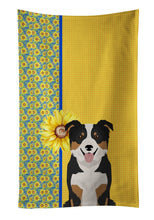 Load image into Gallery viewer, Summer Sunflowers Tricolor Border Collie Kitchen Towel