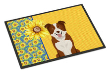 Load image into Gallery viewer, Summer Sunflowers Red and White Border Collie Doormat - 24x36 Decorative Floor Mat – Indoor/Outdoor Rug with Artistic Flair