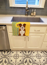 Load image into Gallery viewer, Summer Sunflowers Red and White Border Collie Kitchen Towel