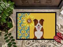 Load image into Gallery viewer, Summer Sunflowers Red and White Border Collie Doormat - 18x27 Decorative Floor Mat – Indoor/Outdoor Rug with Artistic Flair