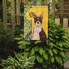 Load image into Gallery viewer, Summer Sunflowers Red Boston Terrier Garden Flag – Decorative Outdoor Yard Flag