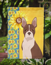 Load image into Gallery viewer, Summer Sunflowers Red Boston Terrier Garden Flag – Decorative Outdoor Yard Flag