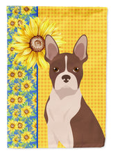 Load image into Gallery viewer, Summer Sunflowers Red Boston Terrier Garden Flag – Decorative Outdoor Yard Flag