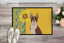 Load image into Gallery viewer, Summer Sunflowers Red Boston Terrier Doormat - 24x36 Decorative Floor Mat – Indoor/Outdoor Rug with Artistic Flair