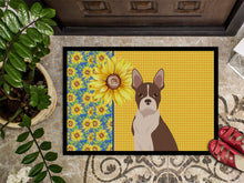Load image into Gallery viewer, Summer Sunflowers Red Boston Terrier Doormat - 24x36 Decorative Floor Mat – Indoor/Outdoor Rug with Artistic Flair