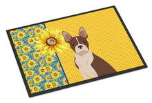 Load image into Gallery viewer, Summer Sunflowers Red Boston Terrier Doormat - 24x36 Decorative Floor Mat – Indoor/Outdoor Rug with Artistic Flair