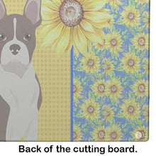 Load image into Gallery viewer, Summer Sunflowers Red Boston Terrier Glass Cutting Boards – Durable, Decorative Kitchen Art Large