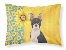 Load image into Gallery viewer, Summer Sunflowers Black Boston Terrier Fabric Standard Pillowcase – Artistic Decorative Front, White Back