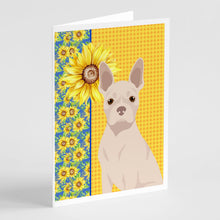 Load image into Gallery viewer, Summer Sunflowers White Boston Terrier Greeting Cards -  Blank Note Cards – 8-Pack of Artist-Designed Cards with Envelopes