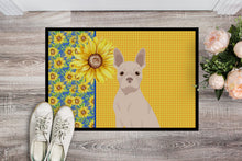 Load image into Gallery viewer, Summer Sunflowers White Boston Terrier Doormat - 24x36 Decorative Floor Mat – Indoor/Outdoor Rug with Artistic Flair