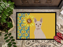 Load image into Gallery viewer, Summer Sunflowers White Boston Terrier Doormat - 24x36 Decorative Floor Mat – Indoor/Outdoor Rug with Artistic Flair