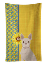 Load image into Gallery viewer, Summer Sunflowers White Boston Terrier Kitchen Towel
