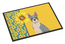 Load image into Gallery viewer, Summer Sunflowers Blue Boston Terrier Doormat - 24x36 Decorative Floor Mat – Indoor/Outdoor Rug with Artistic Flair