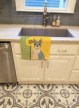 Load image into Gallery viewer, Summer Sunflowers Blue Boston Terrier Kitchen Towel