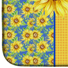 Load image into Gallery viewer, Summer Sunflowers Brindle Boston Terrier Dish Drying Mat – Absorbent, Artistic Kitchen Essentials