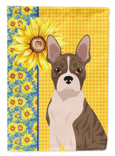Load image into Gallery viewer, Summer Sunflowers Brindle Boston Terrier Garden Flag – Decorative Outdoor Yard Flag