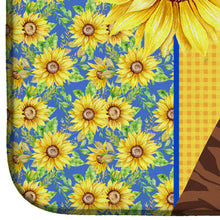 Load image into Gallery viewer, Summer Sunflowers Natural Eared Red Brindle Boxer Dish Drying Mat – Absorbent, Artistic Kitchen Essentials